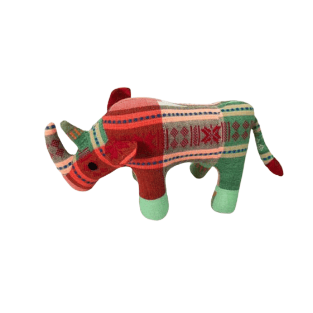 Cute Brocade-Fabric Stuffed Rhino Brocade