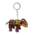 Buffalo Keychain Made Of Brocade Fabric