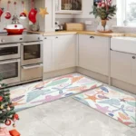 2 Piece Kitchen Rug Set - Cartoon Seashell Starfish for Kitchen and Bathroom