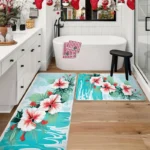 2 Piece Kitchen Rug Set - Lake Flower for Kitchen and Bathroom