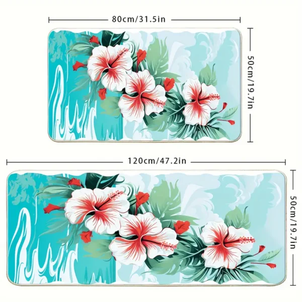 2 Piece Kitchen Rug Set - Lake Flower for Kitchen and Bathroom