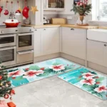 2 Piece Kitchen Rug Set - Lake Flower for Kitchen and Bathroom