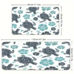 2 Piece Kitchen Rug Set - Gray Turtle Flower for Kitchen and Bathroom