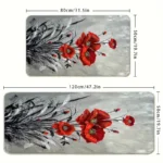 2 Piece Kitchen Rug Set - Red Floral Design for Kitchen and Bathroom