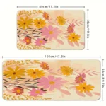 2 Piece Kitchen Rug Set - Floral Pattern for Kitchen and Bathroom