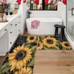 2 Piece Kitchen Rug Set -  Sunflower for Kitchen and Bathroom