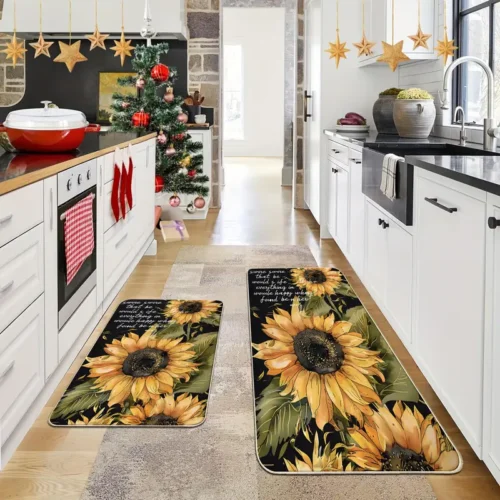 2 Piece Kitchen Rug Set -  Sunflower for Kitchen and Bathroom