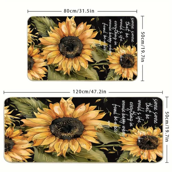 2 Piece Kitchen Rug Set -  Sunflower for Kitchen and Bathroom