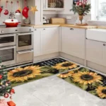 2 Piece Kitchen Rug Set -  Sunflower for Kitchen and Bathroom