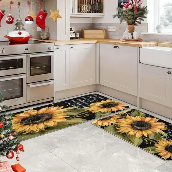 2 Piece Kitchen Rug Set -  Sunflower for Kitchen and Bathroom